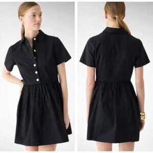 J. Crew Margaret A Line Chino Shirt Mini Dress Black Gold Size 6 NEW